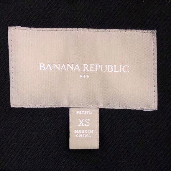 Banana Republic Coat Womens Petite XS Black Faux Fur Collar Double-Breasted - Picture 12 of 16